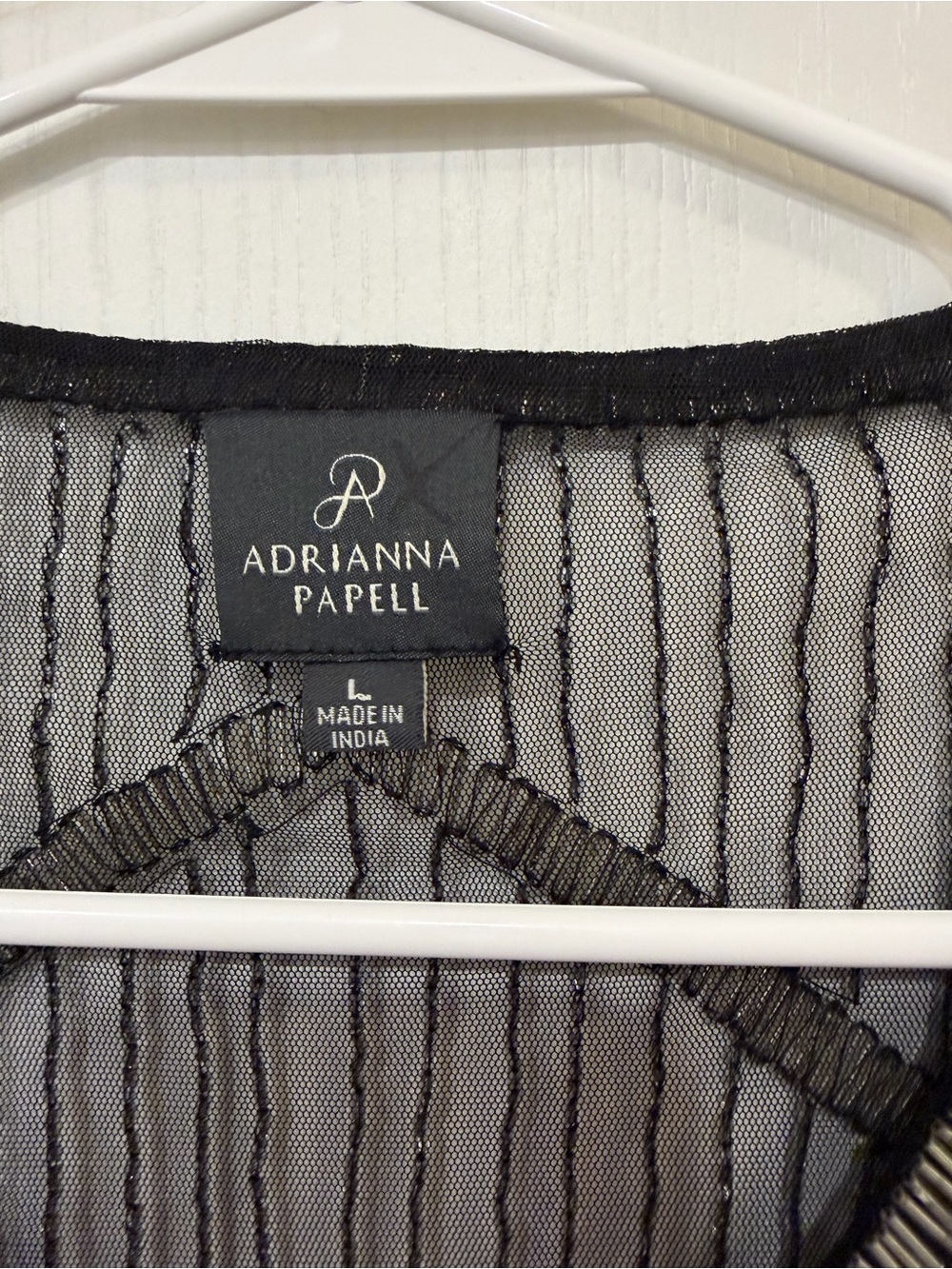 Adrianna Papell Black Sheer Beaded Cropped Cardigan with Silver Accents - Picture 2 of 4